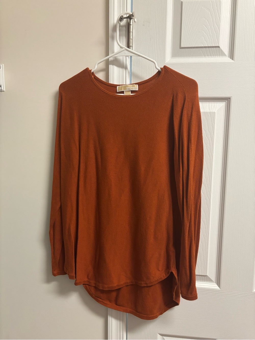 Michael Kors Women's Long Sleeve Crewneck Top in Burnt Orange